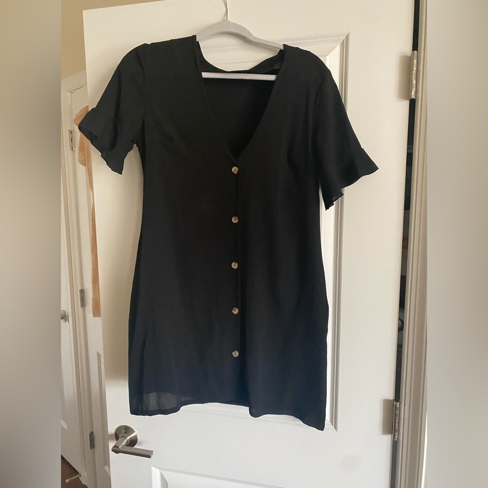 Black loose mini dress